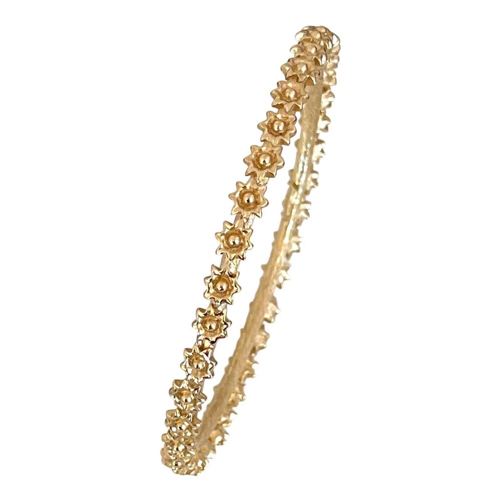 Vintage 1970s Dynasty Bracelet Gold Tone Floral Bangle Signed - 3J